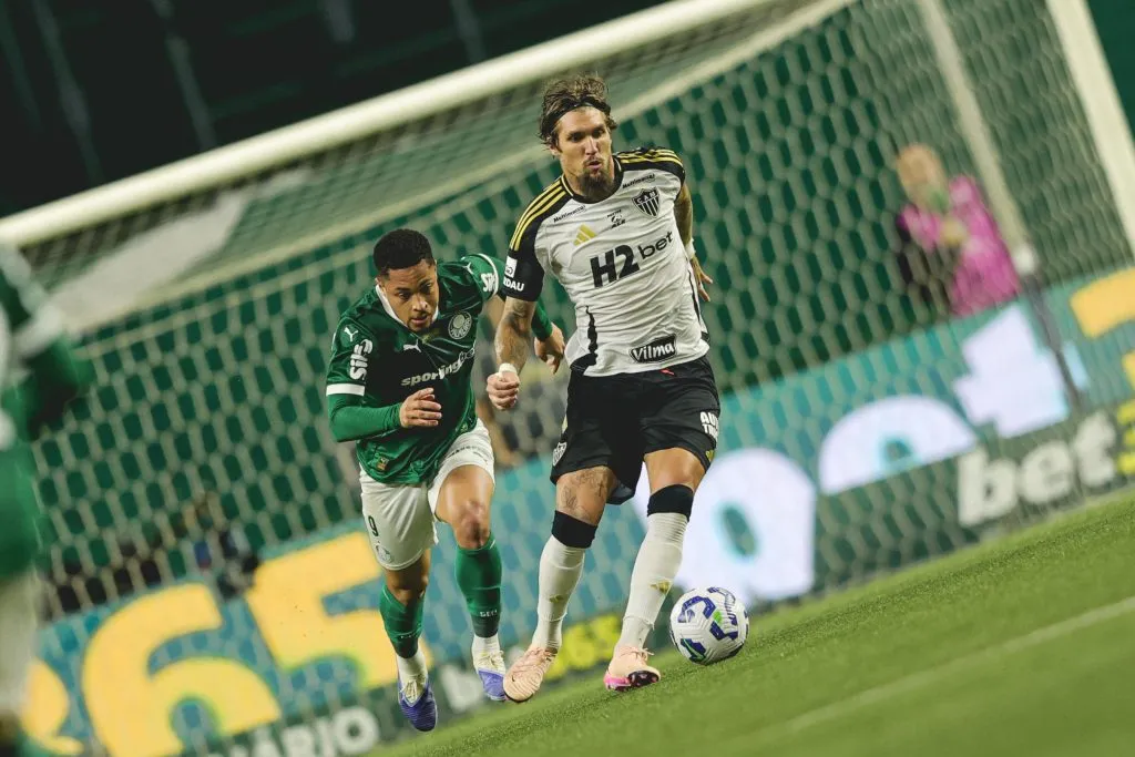Lyanco diante do Palmeiras, pelo Brasileirão. Foto: Pedro Souza / Atlético-MG