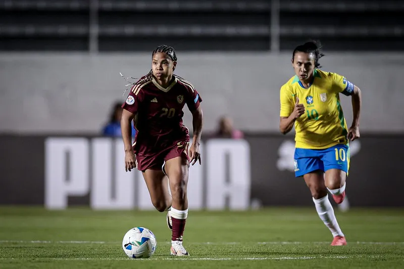 Dayana Rodríguez, jogadora do Corinthians, atuando pela Venezuela contra o Brasil (Reprodução/Staff Images Woman/CONMEBOL)