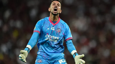 Marcos Felipe jogador do Bahia comemora gol durante partida contra o Flamengo no estadio Maracana pelo campeonato Brasileiro A 2024.