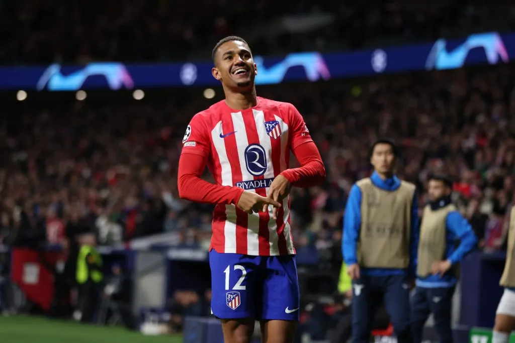 MADRID, SPAIN – DECEMBER 13: Samuel Lino of Atletico Madrid celebrates after scoring their team’s second goal during the UEFA Champions League match between Atletico Madrid and SS Lazio at Civitas Metropolitano Stadium on December 13, 2023 in Madrid, Spain. (Photo by Florencia Tan Jun/Getty Images)