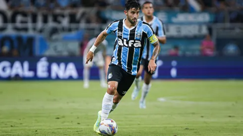 Mathias Villasanti jogador do Gremio durante partida contra o Pelotas no estadio Arena do Gremio pelo campeonato Gaucho 2025.