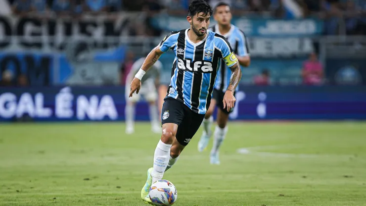 Mathias Villasanti jogador do Gremio durante partida contra o Pelotas no estadio Arena do Gremio pelo campeonato Gaucho 2025.