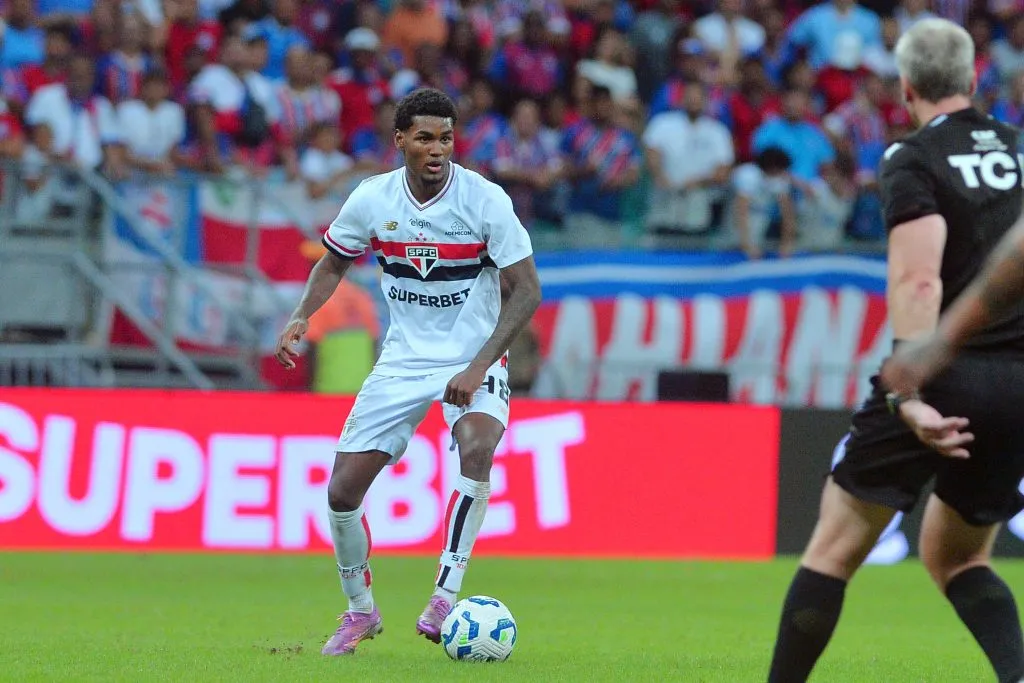 Lucas Ferreira, jogador do São Paulo durante partida contra o Bahia – Foto: Walmir Cirne/AGIF