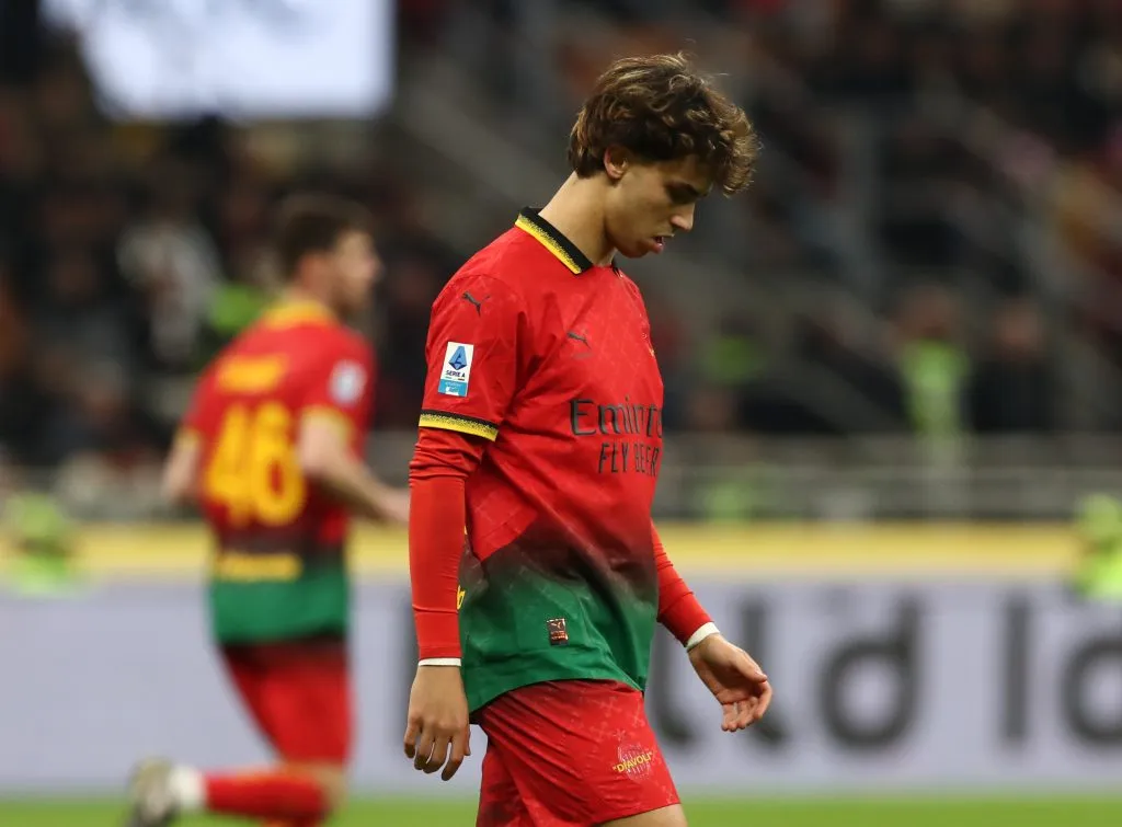 MILAN, ITALY – MARCH 02: Joao Felix of AC Milan reacts during the Serie A match between AC Milan and SS Lazio at Stadio Giuseppe Meazza on March 02, 2025 in Milan, Italy. (Photo by Marco Luzzani/Getty Images)