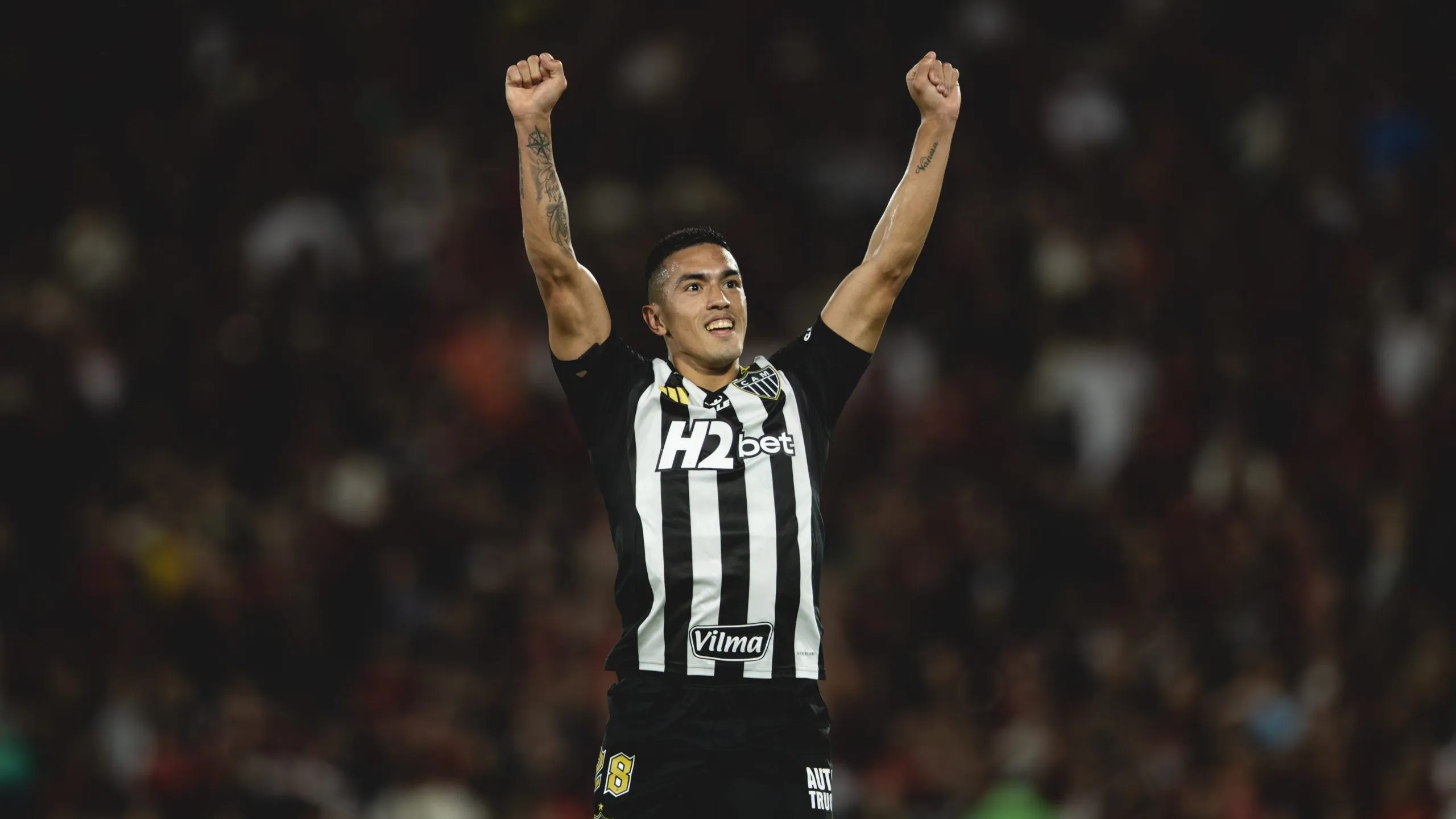 Cuello comemorando gol da vitória do Atlético-MG. Foto: Pedro Souza / Atlético