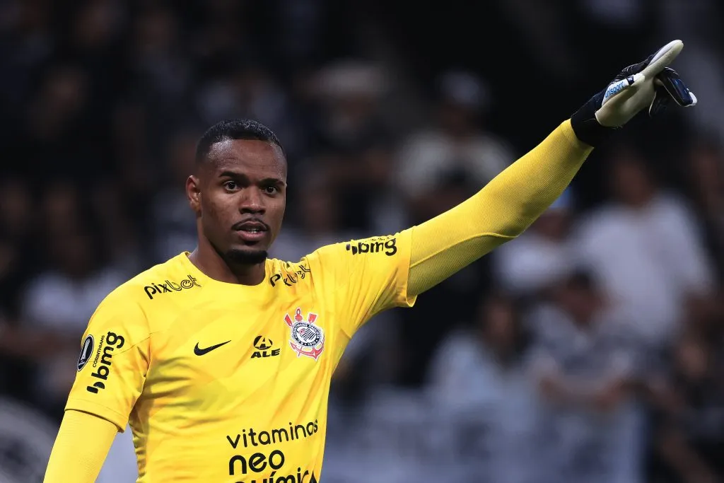 Carlos Miguel goleiro do Corinthians durante partida contra o Liverpool – URU no estadio Arena Corinthians pelo campeonato Libertadores 2023. Foto: Ettore Chiereguini/AGIF
