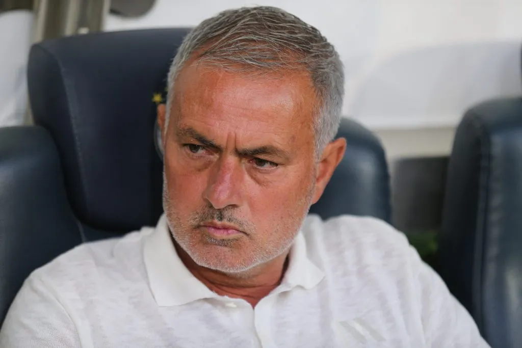 ISTANBUL, TURKEY – JULY 30: Head coach Jose Mourinho of Fenerbahce looks on during the UEFA Champions League second qualifying round second leg match between Fenerbahce and Lugano on July 30, 2024 in Istanbul, Turkey. (Photo by Ahmad Mora/Getty Images)