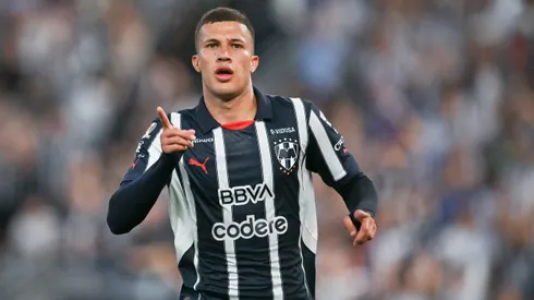 Nelson Deossa of Monterrey celebrates after scoring the team's third goal during the 14th round match between Monterrey and Chivas as part of the Torneo Clausura 2025 Liga MX at BBVA Stadium on April 05, 2025 in Monterrey, Mexico.