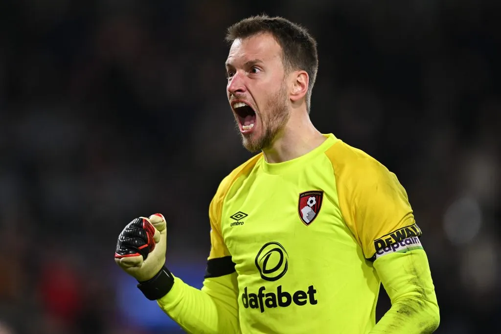 BOURNEMOUTH, ENGLAND – MARCH 13: Neto of Bournemouth celebrates at the end of the Premier League match between AFC Bournemouth and Luton Town at Vitality Stadium on March 13, 2024 in Bournemouth, England.  This fixture was re-scheduled after the initial match was abandoned due to Luton Town’s captain Tom Lockyer suffering a cardiac arrest after 58 minutes with the score at 1-1. (Photo by Mike Hewitt/Getty Images)