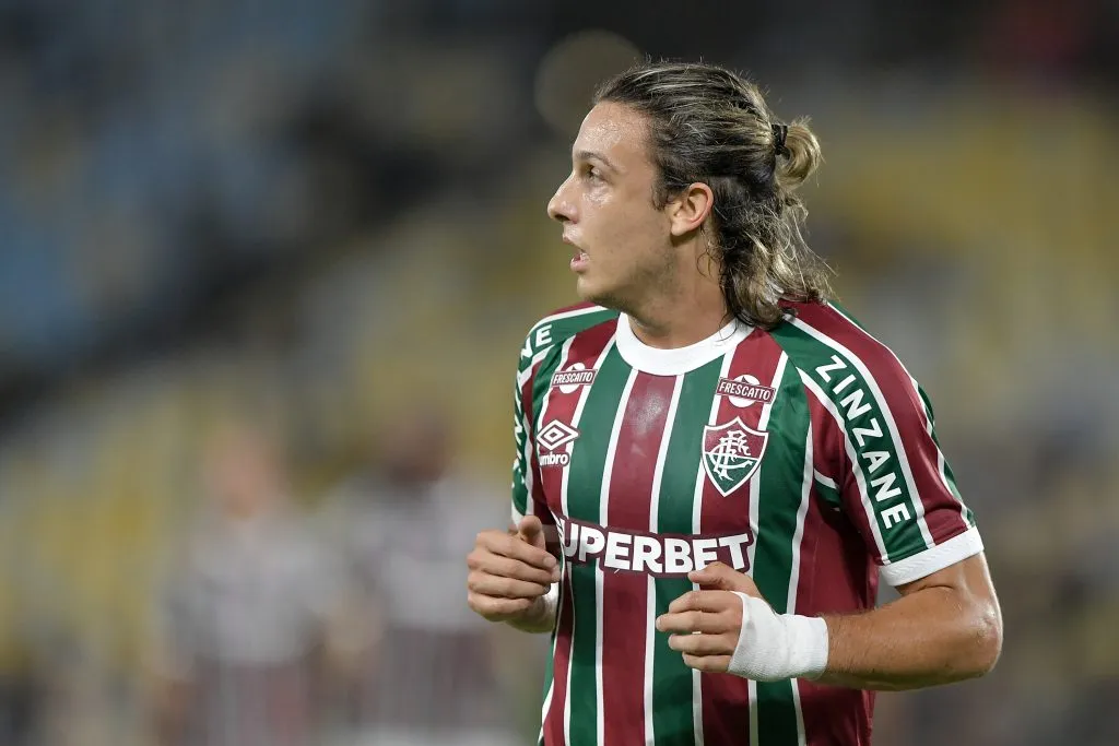 Canobbio jogador do Fluminense durante partida contra o Gremio no estadio Maracana pelo campeonato Brasileiro A 2025. Foto: Thiago Ribeiro/AGIF