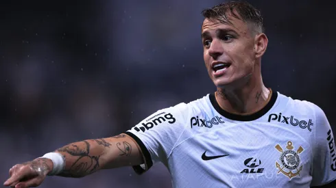 Roger Guedes jogador do Corinthians durante partida contra o Palmeiras no estadio Arena Corinthians pelo campeonato Paulista 2023.