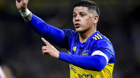 Marcos Rojo of Boca Juniors gestures during a match between Boca Juniors and Union as part of Group B of Copa de la Liga Profesional 2023 at Estadio Alberto J. Armando on October 20, 2023 in Buenos Aires, Argentina.