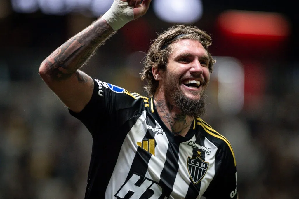 MG – BELO HORIZONTE – 29/05/2025 – COPA SUL-AMERICANA 2025, ATLETICO X CIENCIANO – Lyanco jogador do Atletico comemora seu gol durante partida contra o Cienciano no estadio Arena MRV pelo campeonato Copa Sul-americana 2025. Foto: Alessandra Torres/AGIF