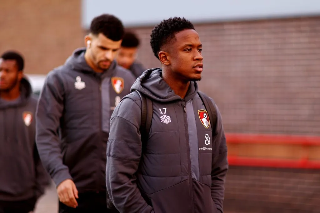 NOTTINGHAM, ENGLAND – DECEMBER 23: Luis Sinisterra of AFC Bournemouth arrives at the stadium prior to the Premier League match between Nottingham Forest and AFC Bournemouth at City Ground on December 23, 2023 in Nottingham, England. (Photo by Naomi Baker/Getty Images)