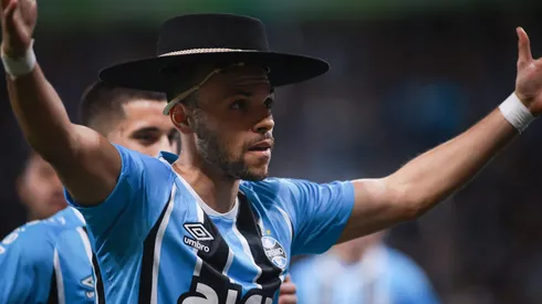 RS – PORTO ALEGRE – 29/07/2025 – BRASILEIRO A 2025, GREMIO X FORTALEZA – Martin Braithwaite jogador do Gremio comemora seu gol durante partida contra o Fortaleza no estadio Arena do Gremio pelo campeonato Brasileiro A 2025. Foto: Maxi Franzoi/AGIF