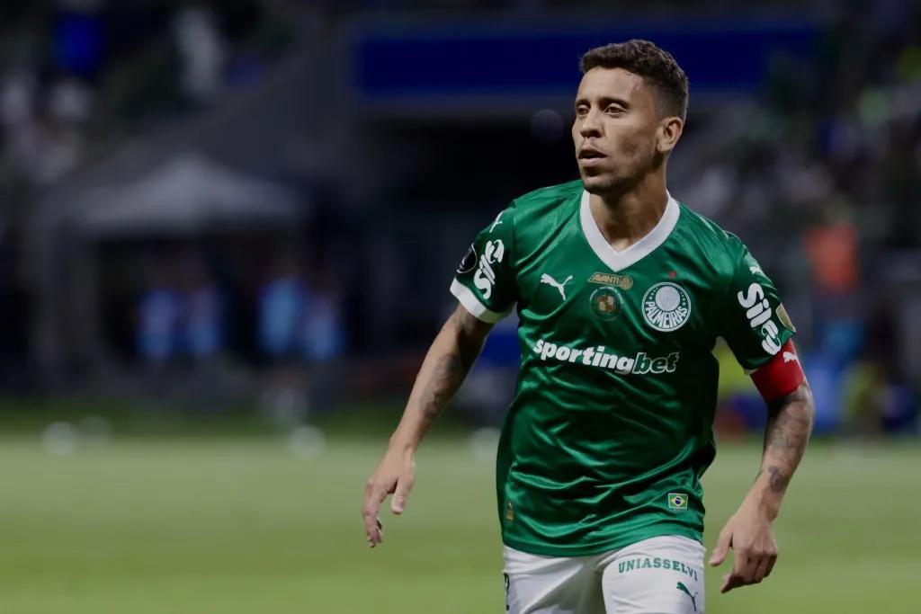 SP – SAO PAULO – 28/05/2025 – COPA LIBERTADORES 2025, PALMEIRAS X SPORTING CRISTAL – Marcos Rocha jogador do Palmeiras durante partida contra o Sporting Cristal no estadio Arena Allianz Parque pelo campeonato Copa Libertadores 2025. Foto: Marcello Zambrana/AGIF