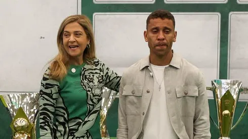 A presidente Leila Pereira, da SE Palmeiras, durante despedida do jogador Marcos Rocha, na Academia de Futebol. (Foto: Cesar Greco/Palmeiras/by Canon)