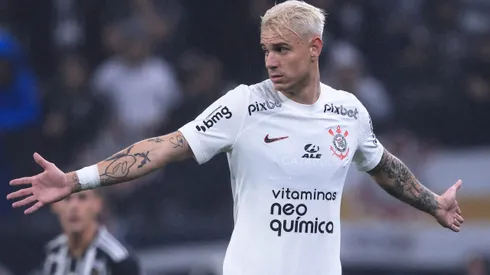 Roger Guedes jogador do Corinthians durante partida contra o Atletico-MG no estadio Arena Corinthians pelo campeonato Copa do Brasil 2023. Foto: Ettore Chiereguini/AGIF