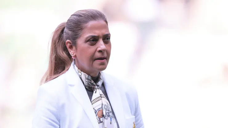Leila Pereira presidente do Palmeiras durante partida contra o Atlético-MG no estádio Arena Allianz Parque pelo campeonato Brasileiro A 2025. Foto: Ettore Chiereguini/AGIF
