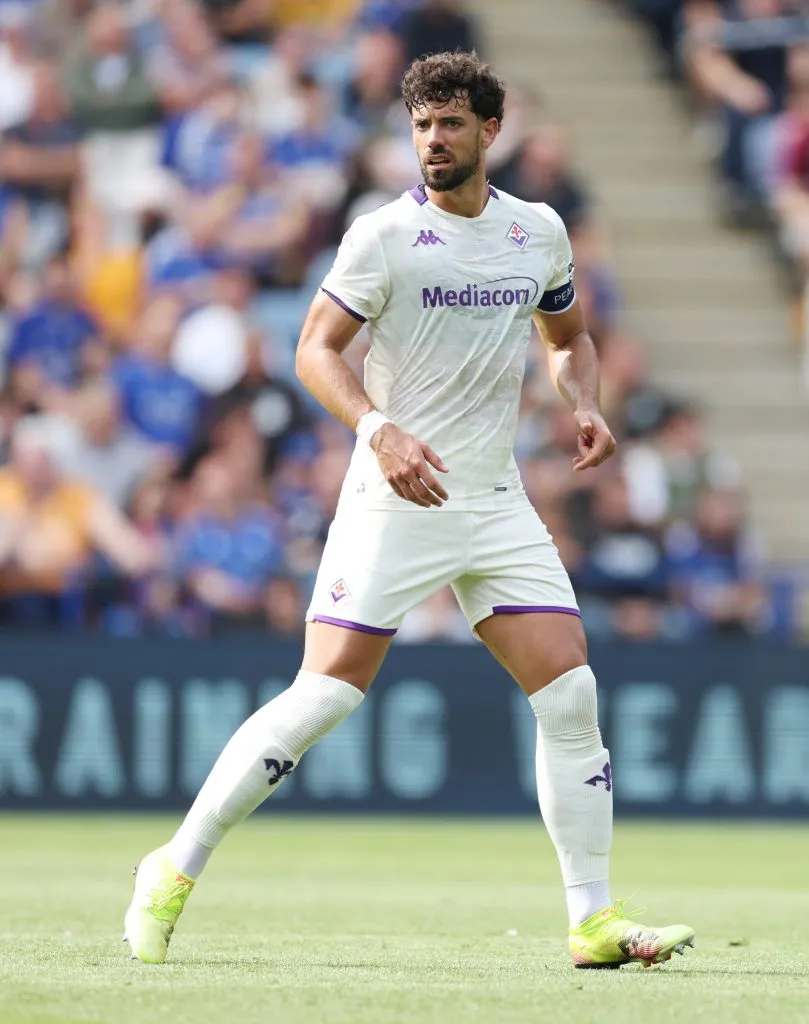 LEICESTER, ENGLAND – AUGUST 03: Pablo Mari of Fiorentina in action during the pre-season friendly match between Leicester City and ACF Fiorentina at The King Power Stadium on August 03, 2025 in Leicester, England. (Photo by Michael Regan/Getty Images)