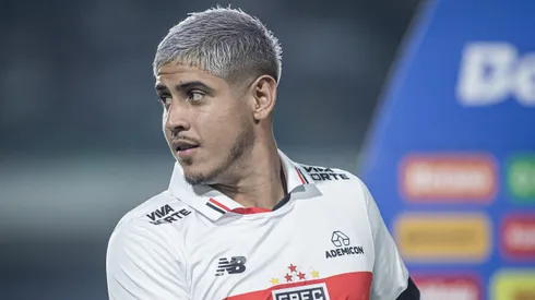Alan Franco jogador do Sao Paulo durante partida contra o Goias no estadio Serrinha pelo campeonato Copa Do Brasil 2024.