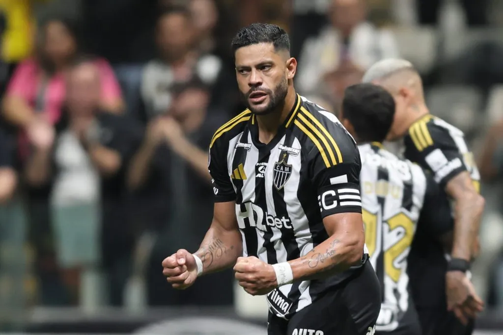 MG – BELO HORIZONTE – 14/08/2025 – COPA SUL-AMERICANA 2025, ATLETICO-MG X GODOY CRUZ – Hulk jogador do Atletico-MG comemora seu gol durante partida contra o Godoy Cruz no estadio Arena MRV pelo campeonato Copa Sul-americana 2025. Foto: Gilson Lobo/AGIF