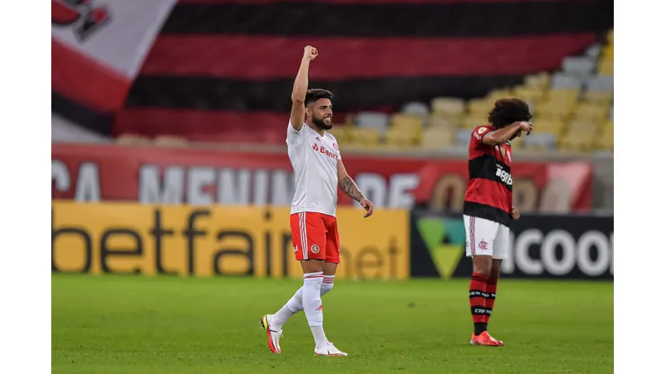 RJ - Rio de Janeiro - 08/08/2021 - BRASILEIRO A 2021, FLAMENGO X INTERNACIONAL - Yuri Alberto jogador do Internacional comemora seu gol durante partida contra o Flamengo no estadio Maracana pelo campeonato Brasileiro A 2021. Foto: Thiago Ribeiro/AGIF