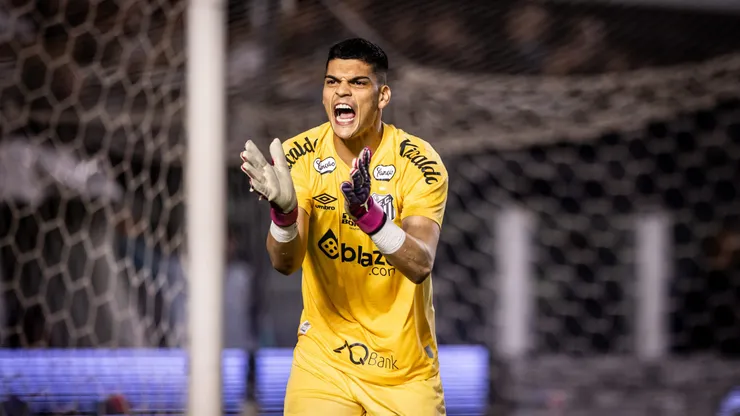 Gabriel Brazao jogador do Santos durante partida contra o Sport no estadio Vila Belmiro pelo campeonato Brasileiro B 2024.