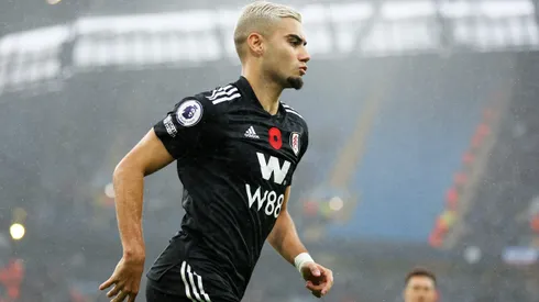 Andreas Pereira of Fulham celebrates after scoring their team's first goal during the Premier League match between Manchester City and Fulham FC at Etihad Stadium on November 05, 2022 in Manchester, England.