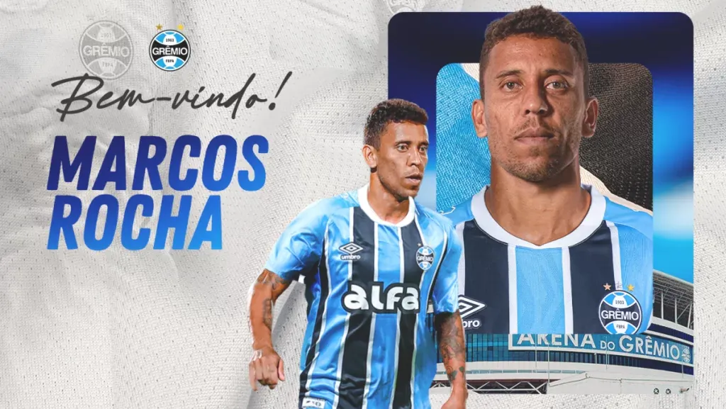 Marcos Rocha anunciado no Grêmio. Foto divulgação: redes sociais do Grêmio