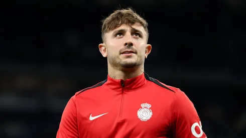 MADRID, SPAIN – MAY 14: Pablo Maffeo of RCD Mallorca looks on prior to the LaLiga match between Real Madrid CF and RCD Mallorca at Estadio Santiago Bernabeu on May 14, 2025 in Madrid, Spain. (Photo by Florencia Tan Jun/Getty Images)
