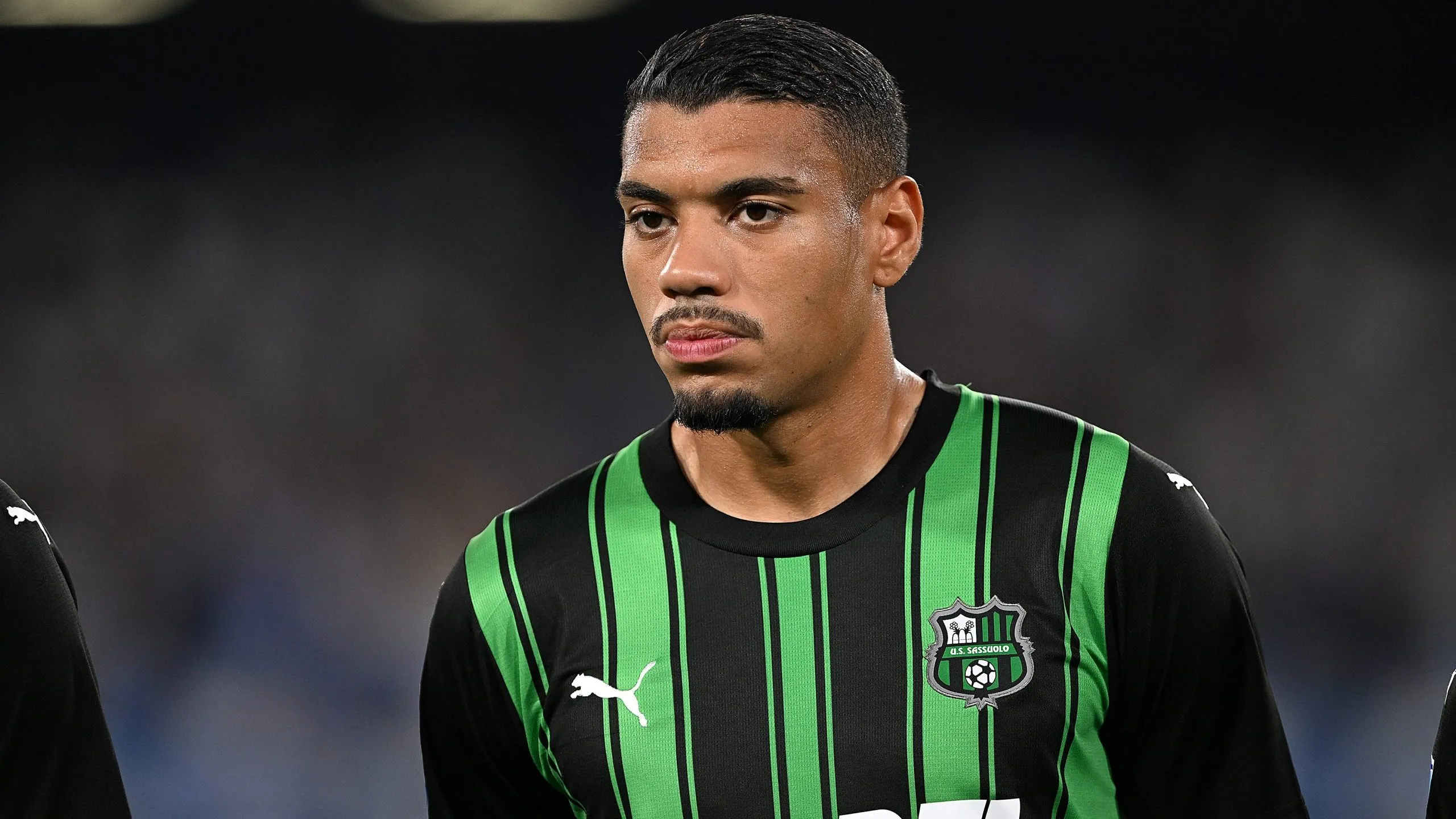 NAPLES, ITALY – AUGUST 27: Ruan Tressoldi of US Sassuolo during the Serie A TIM match between SSC Napoli and US Sassuolo at Stadio Diego Armando Maradona on August 27, 2023 in Naples, Italy. (Photo by Francesco Pecoraro/Getty Images)