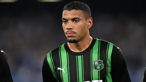 NAPLES, ITALY – AUGUST 27: Ruan Tressoldi of US Sassuolo during the Serie A TIM match between SSC Napoli and US Sassuolo at Stadio Diego Armando Maradona on August 27, 2023 in Naples, Italy. (Photo by Francesco Pecoraro/Getty Images)