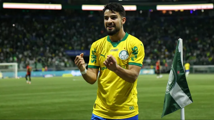 SP - SAO PAULO - 25/08/2025 - BRASILEIRO A 2025, PALMEIRAS X SPORT - Flaco Lopez jogador do Palmeiras comemora seu gol durante a partida contra o Sport no Allianz Parque em Sao Paulo (SP), pelo campeonato Brasileiro A 2025. Foto: Marlon Costa/AGIF