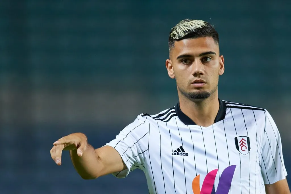 FARO, PORTUGAL – JULY 16: Andreas Pereira of Fulham reacts during the Trofeu do Algarve match between OGC Nice and Fulham at Estadio Algarve on July 16, 2022 in Faro, Portugal. (Photo by Fran Santiago/Getty Images)
