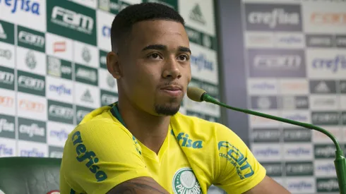 Atacante Gabriel Jesus durante coletiva de imprensa do Palmeiras no CT Academia de Futebol - Barra Funda.
