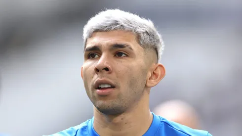 Julio Enciso #15 of Team Paraguay warms up prior to the Men's Quarterfinal match between Egypt and Paraguay during the Olympic Games Paris 2024 at Stade de Marseille on August 02, 2024 in Marseille, France.