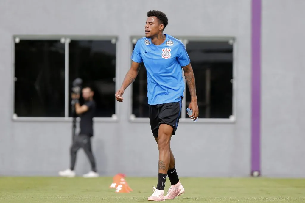 Gustagol durante treino do Corinthians no CT Joaquim Grava em 2019. Foto: Daniel Vorley/AGIF