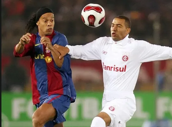 Wellington Monteiro em Internacional x Barcelona pela final do Mundial 2006. Foto: Toru Yamanaka/AFP