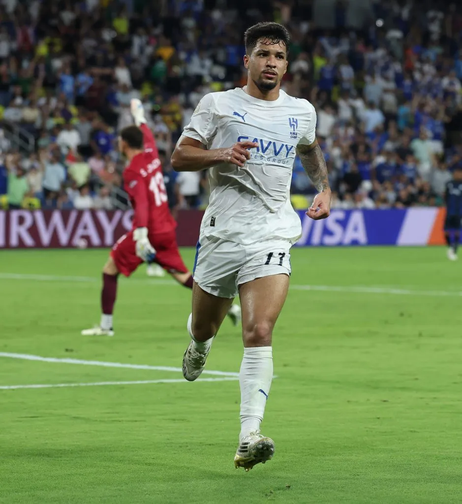 NASHVILLE, TENNESSEE – JUNE 26: Marcos Leonardo #11 of Al Hilal celebrating his second goal  during the FIFA Club World Cup 2025 group H match between Al Hilal and CF Pachuca at GEODIS Park on June 26, 2025 in Nashville, Tennessee. (Photo by Richard Pelham/Getty Images)