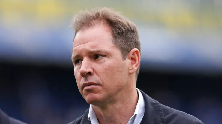 BUENOS AIRES, ARGENTINA - SEPTEMBER 11: President of River Plate Jorge Brito looks on prior to a match between Boca Juniors and River Plate as part of Liga Profesional 2022 at Estadio Alberto J. Armando on September 11, 2022 in Buenos Aires, Argentina. (Photo by Daniel Jayo/Getty Images)