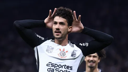 Gustavo Henrique jogador do Corinthians comemora seu gol durante partida contra o Palmeiras no estádio Arena Corinthians pelo campeonato Brasileiro A 2025. Foto: Marcello Zambrana/AGIF