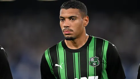 NAPLES, ITALY – AUGUST 27: Ruan Tressoldi of US Sassuolo during the Serie A TIM match between SSC Napoli and US Sassuolo at Stadio Diego Armando Maradona on August 27, 2023 in Naples, Italy. (Photo by Francesco Pecoraro/Getty Images)