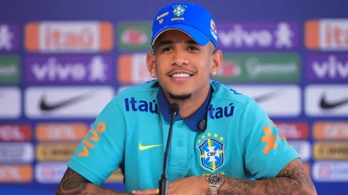 SP – SAO PAULO – 08/10/2024 – SELECAO BRASILEIRA, COLETIVA – Savinho jogador da Selecao Brasileira durante em coletiva de imprensa realizada no CT Academia de Futebol. Foto: Ettore Chiereguini/AGIF