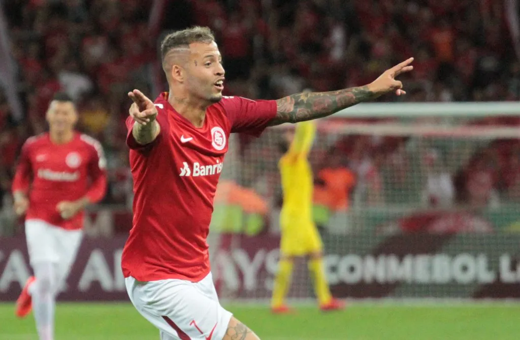 RS – Porto Alegre – 13/03/2019 – Libertadores 2019 – Internacional x Alianza Lima – Nico Lopez jogador do Internacional comemora seu gol durante partida contra o Alianza Lima no estadio Beira-Rio pelo campeonato Libertadores 2019. Foto: Lucas Sabino/AGIF