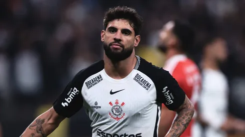 Yuri Alberto jogador do Corinthians comemora seu gol antes da anulacao apos interferencia do VAR durante partida contra o Internacional no estadio Arena Corinthians pelo campeonato Brasileiro A 2025. Foto: Ettore Chiereguini/AGIF