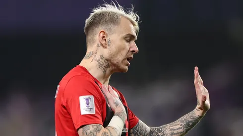 AL AIN, UNITED ARAB EMIRATES - FEBRUARY 03: Roger Guedes of Al-Rayyan SC reacts during the AFC Champions League Elite match between Al Ain and Al-Rayyan at Hazza bin Zayed Stadium on February 03, 2025 in Al Ain, United Arab Emirates. (Photo by Francois Nel/Getty Images)