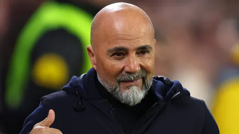 SEVILLE, SPAIN – FEBRUARY 16: Jorge Sampaoli, Head Coach of Sevilla FC, looks on prior to the UEFA Europa League knockout round play-off leg one match between Sevilla FC and PSV Eindhoven at Estadio Ramon Sanchez Pizjuan on February 16, 2023 in Seville, Spain. (Photo by Fran Santiago/Getty Images)