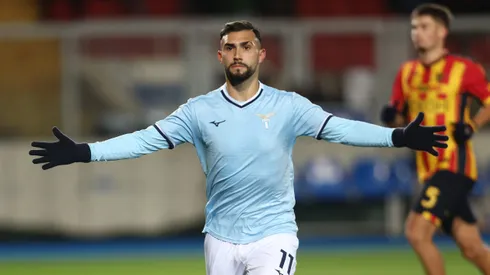 LECCE, ITALY – DECEMBER 21: Taty Castellanos of Lazio celebrates after scoring his team's opening goal during the Serie A match between Lecce and SS Lazio at Stadio Via del Mare on December 21, 2024 in Lecce, Italy. (Photo by Maurizio Lagana/Getty Images)