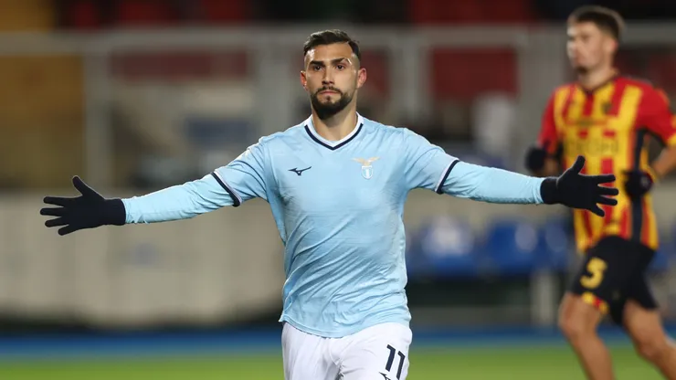 LECCE, ITALY - DECEMBER 21: Taty Castellanos of Lazio celebrates after scoring his team's opening goal during the Serie A match between Lecce and SS Lazio at Stadio Via del Mare on December 21, 2024 in Lecce, Italy. (Photo by Maurizio Lagana/Getty Images)